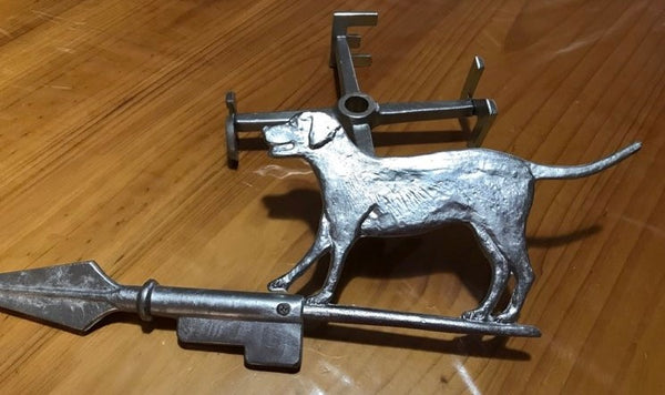 Hand-cast dog weathervane in aluminium