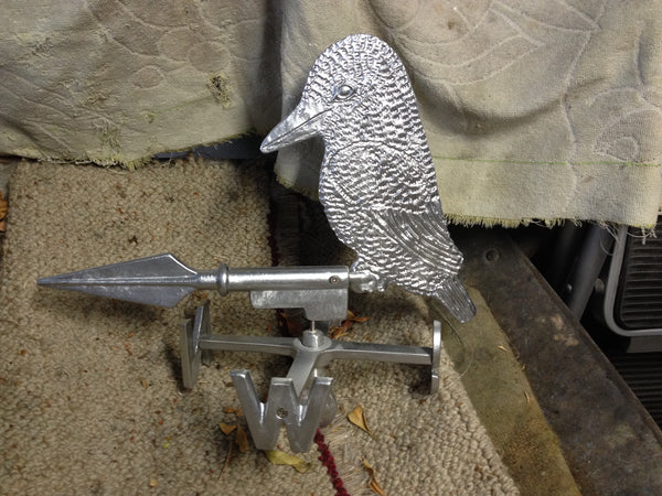 Hand-cast kookaburra weathervane in aluminium
