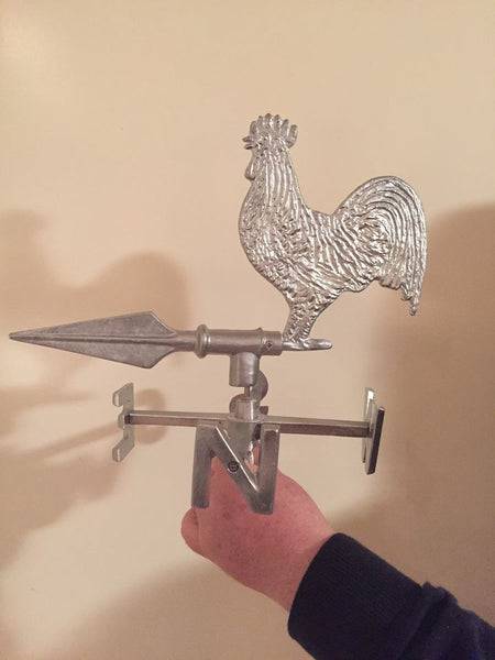 Hand-cast rooster weathervane in aluminium